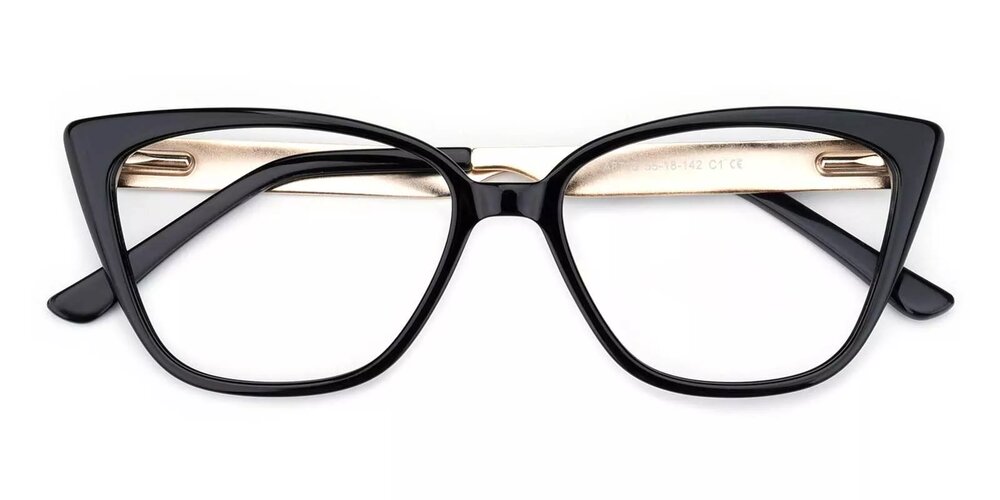 A8715 Prescription Cat Eye Glasses Black-0